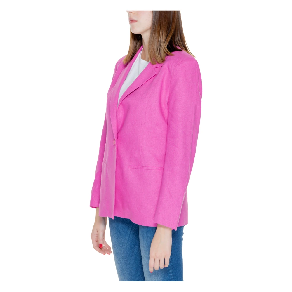 Only Linnen Blazer Damesjas Lente Zomer Pink Dames