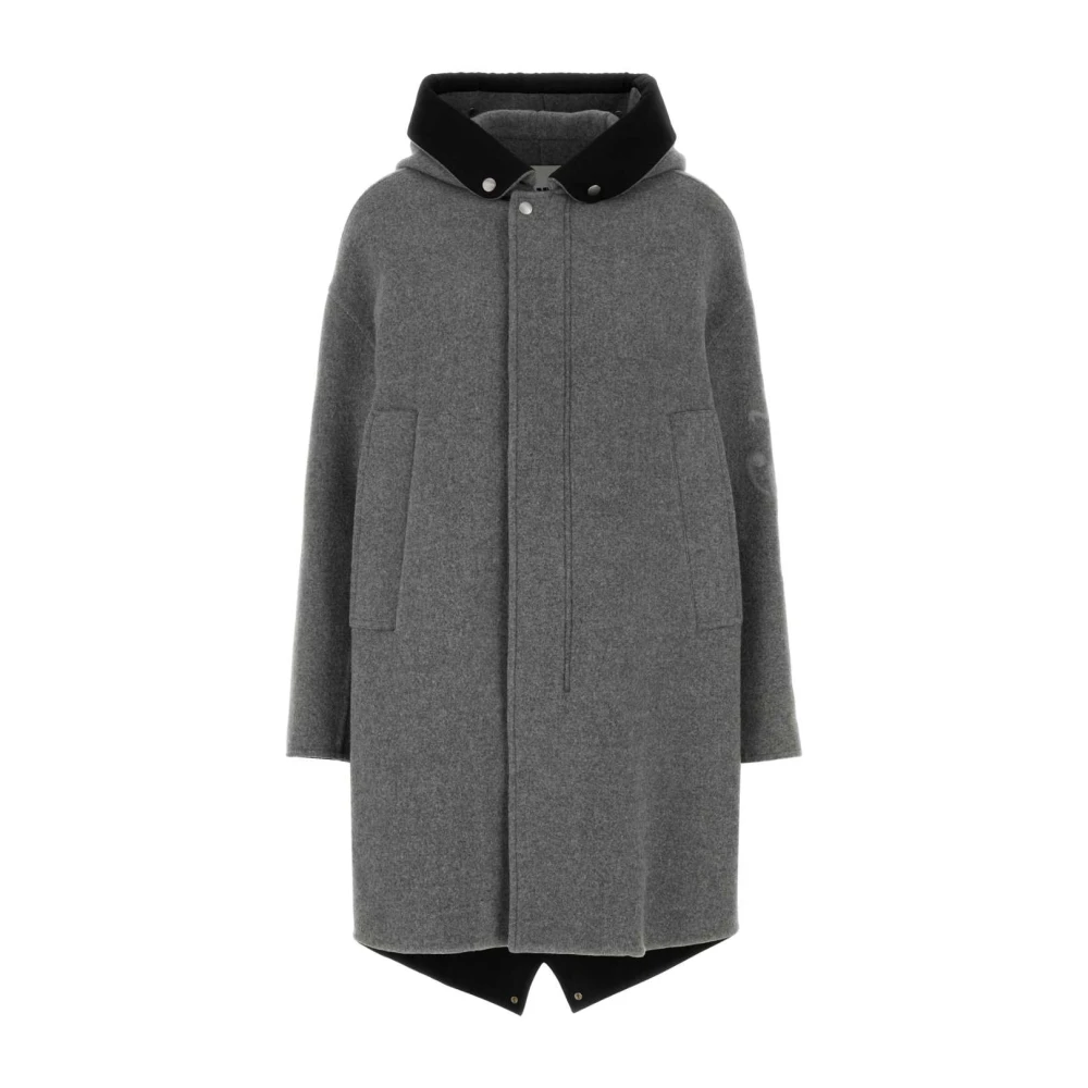 Jil Sander Stijlvolle Grijze Wollen Parka Gray Dames
