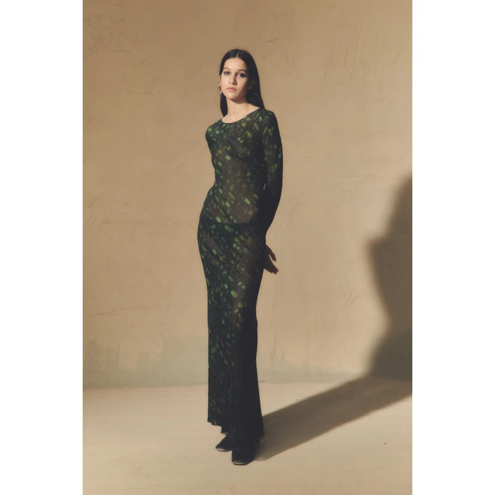 Cortana Zijden Sonora Print Jurk Green Dames
