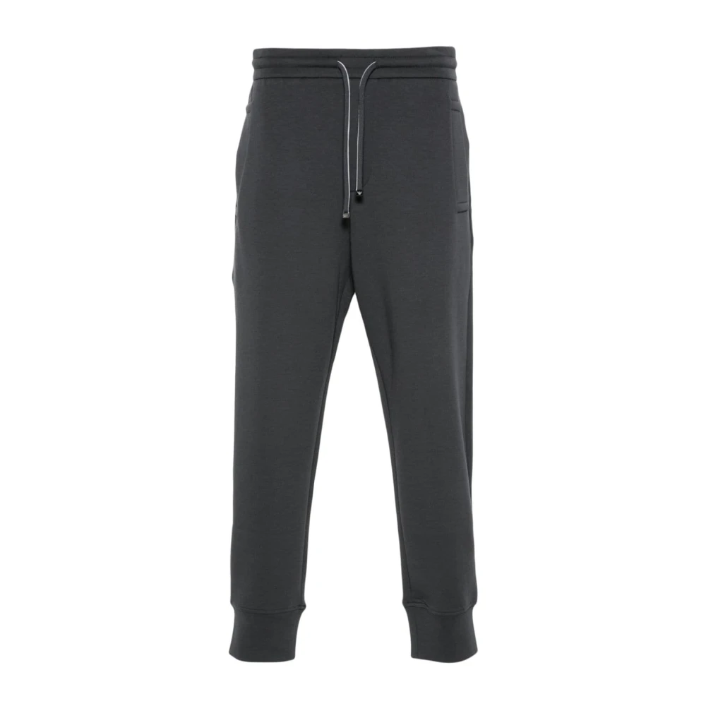 Emporio Armani Grijze elastische broek met logotoepassing Gray Heren