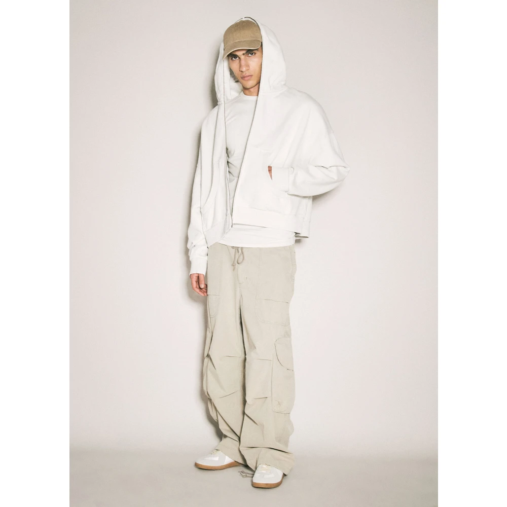 Entire Studios Zip Hooded Sweatshirt Cotton Fleece White Heren