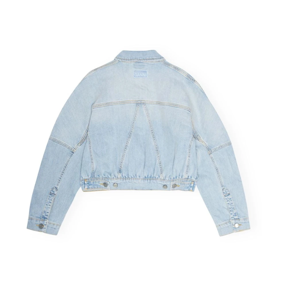 Ganni Heldere Blauwe Katoenen Jas Blue Dames