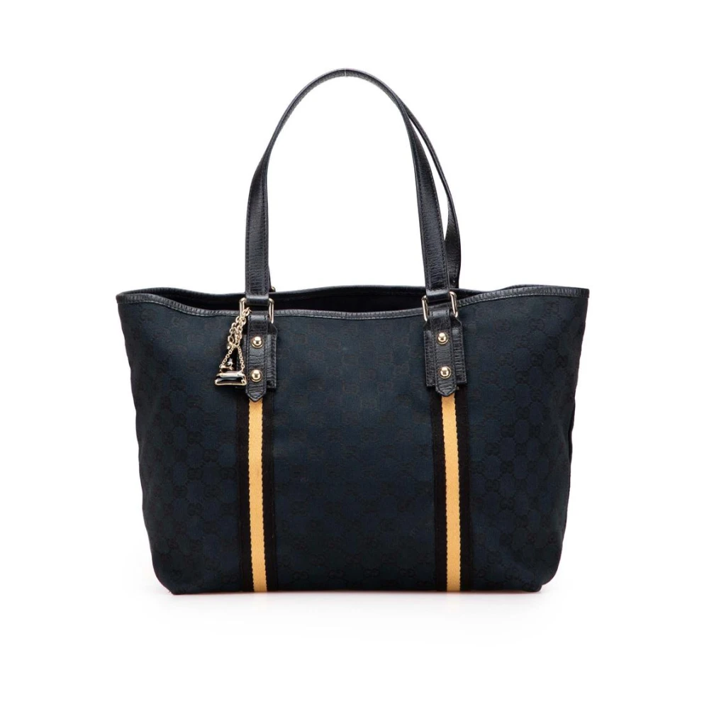 Gucci Vintage Kvinno Svart Vintage Dam, One Size, Förägande Elegant Strukturerad Toteväska Med Stiliga Accenter Idealisk För Vardagliga Nödvändigheter