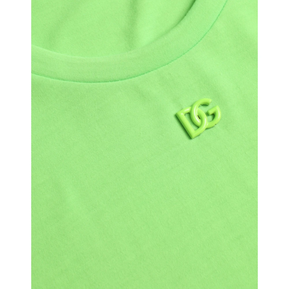Dolce & Gabbana Neon Green Logo Crew Neck T-shirt Green Heren