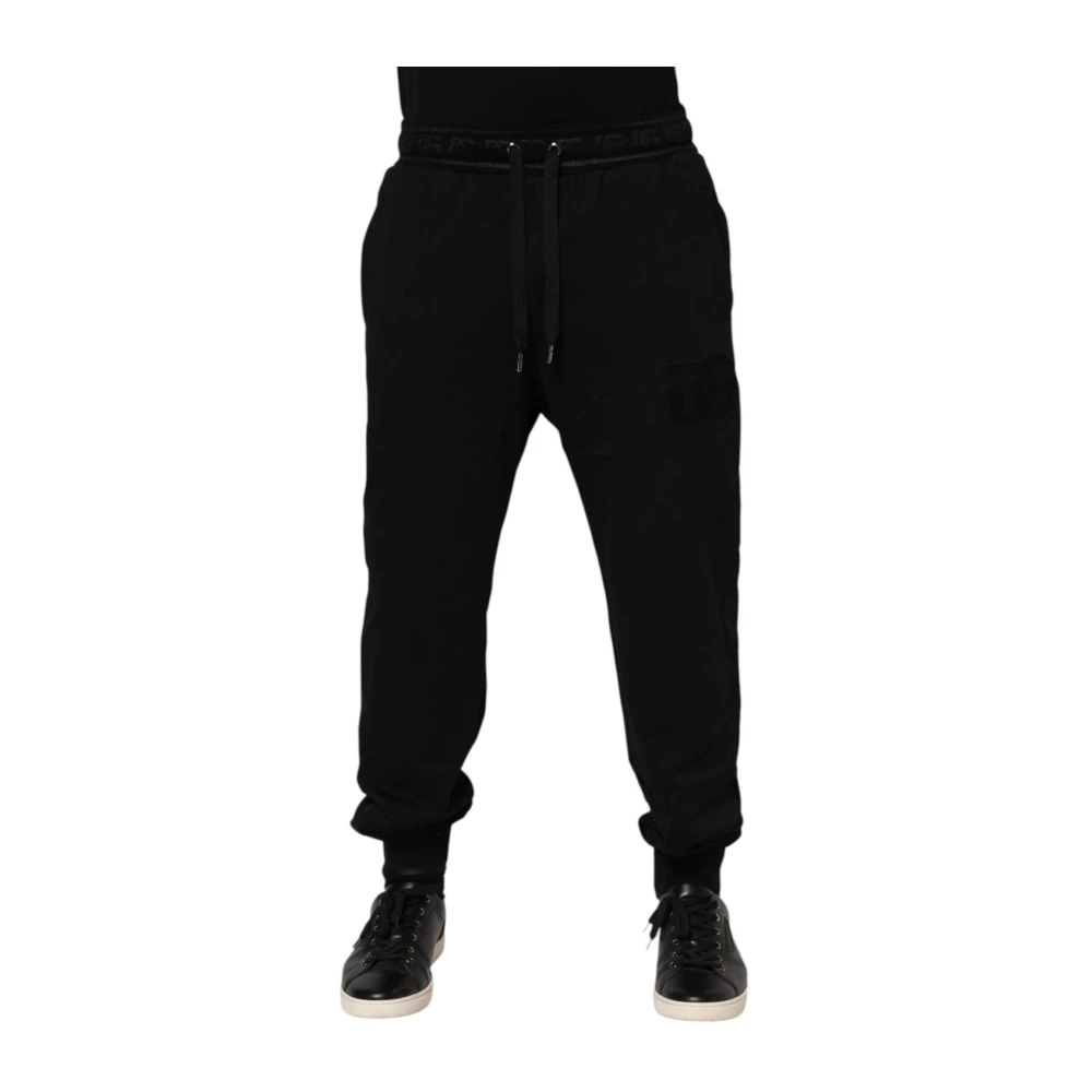 Dolce & Gabbana Hombre Negro - Pantalones Jogger De Algodón Con Logo - Trousers - Xl
