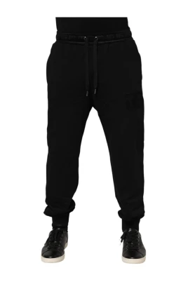 Svart Bomull Logo Jogger Byxor