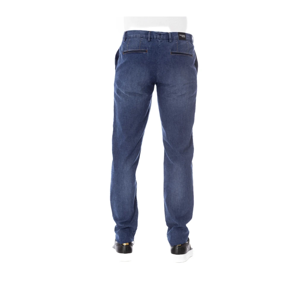 Trussardi Stijlvolle Jeans met knoop en rits Blue Heren