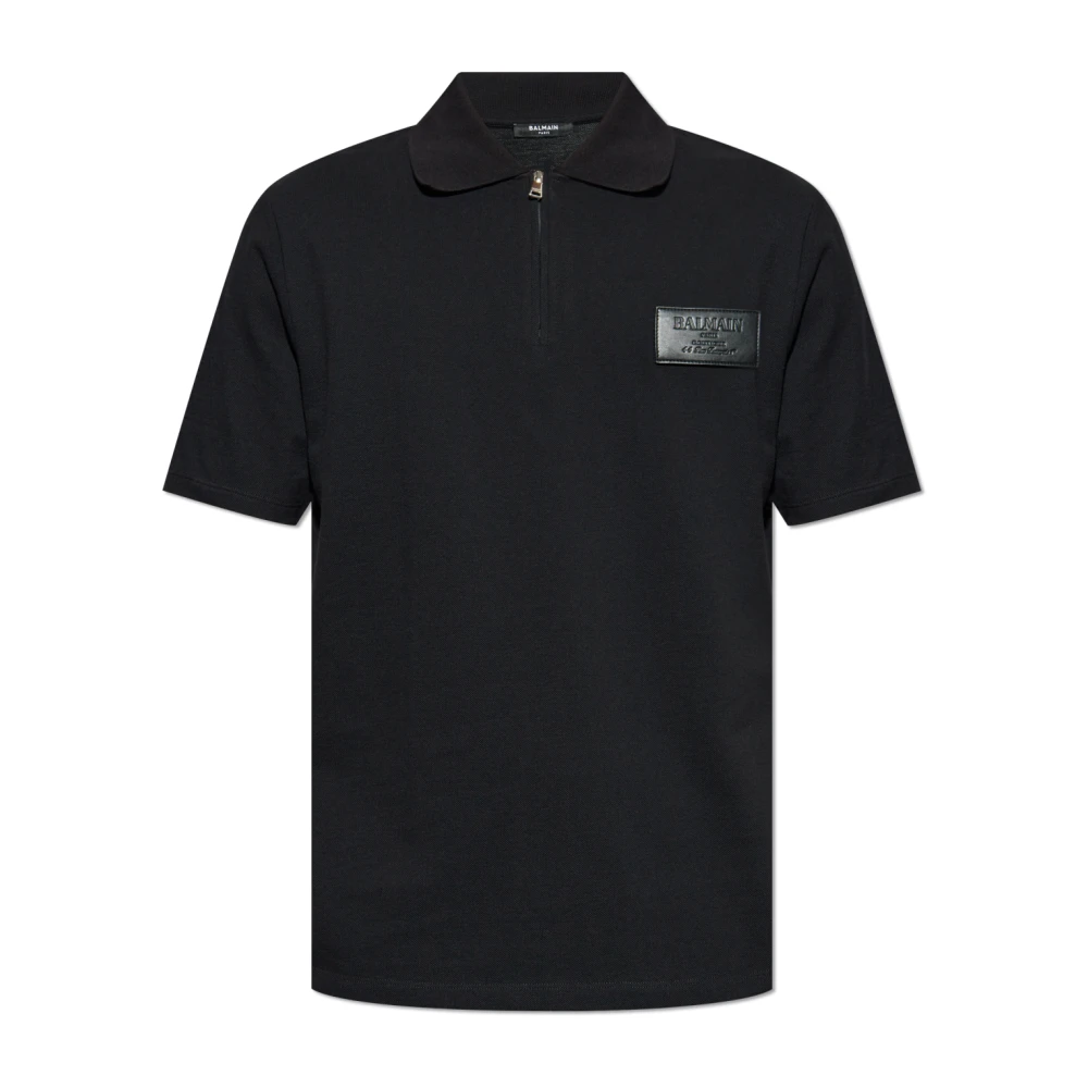 Balmain Katoenen Polo met Patch Black Heren