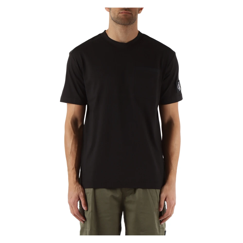 Calvin Klein Jeans Katoenen T-shirt met Voorzak Black Heren