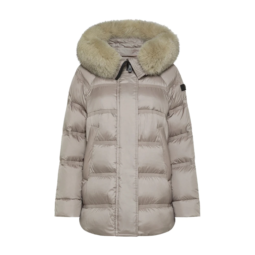 Peuterey Elegant Päls Huva Beige Pufferjacka Beige, Dam