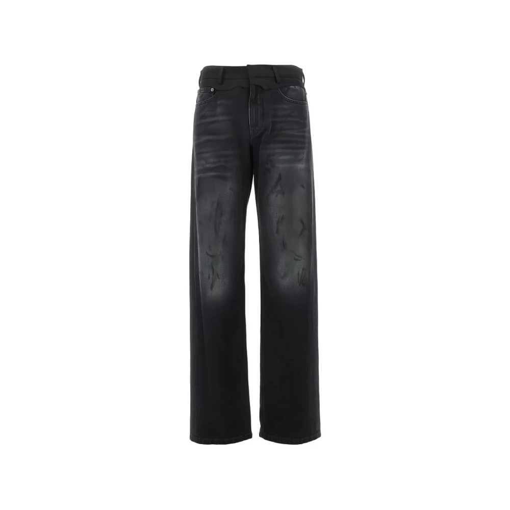 Mm6 Maison Margiela Women's Black Long Washed Jeans - Straight Fit Jeans - W28 - Jeans