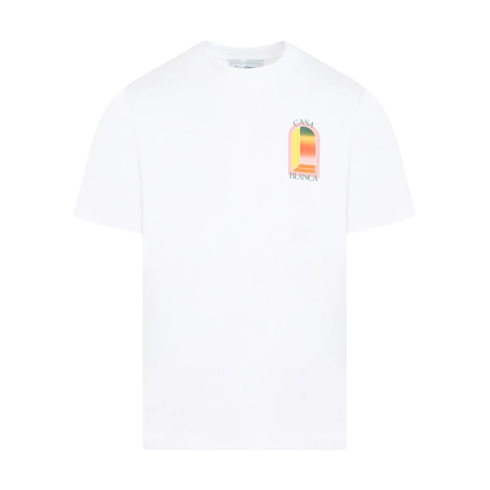 Casablanca Wit Gradient Logo Bedrukt T-Shirt White Heren