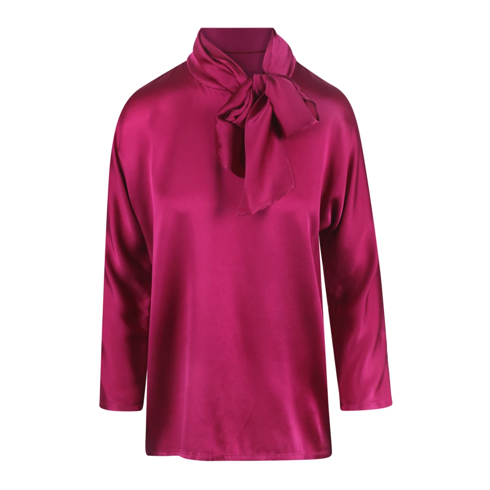 Jucca Zijden Blouse met Hoge Hals Pink Dames