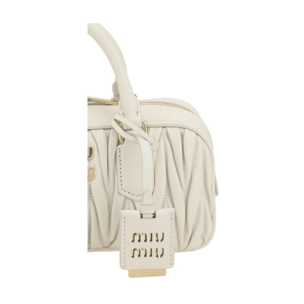 Miu Goudvergulde Monogram Handtas met Schouderband White Dames