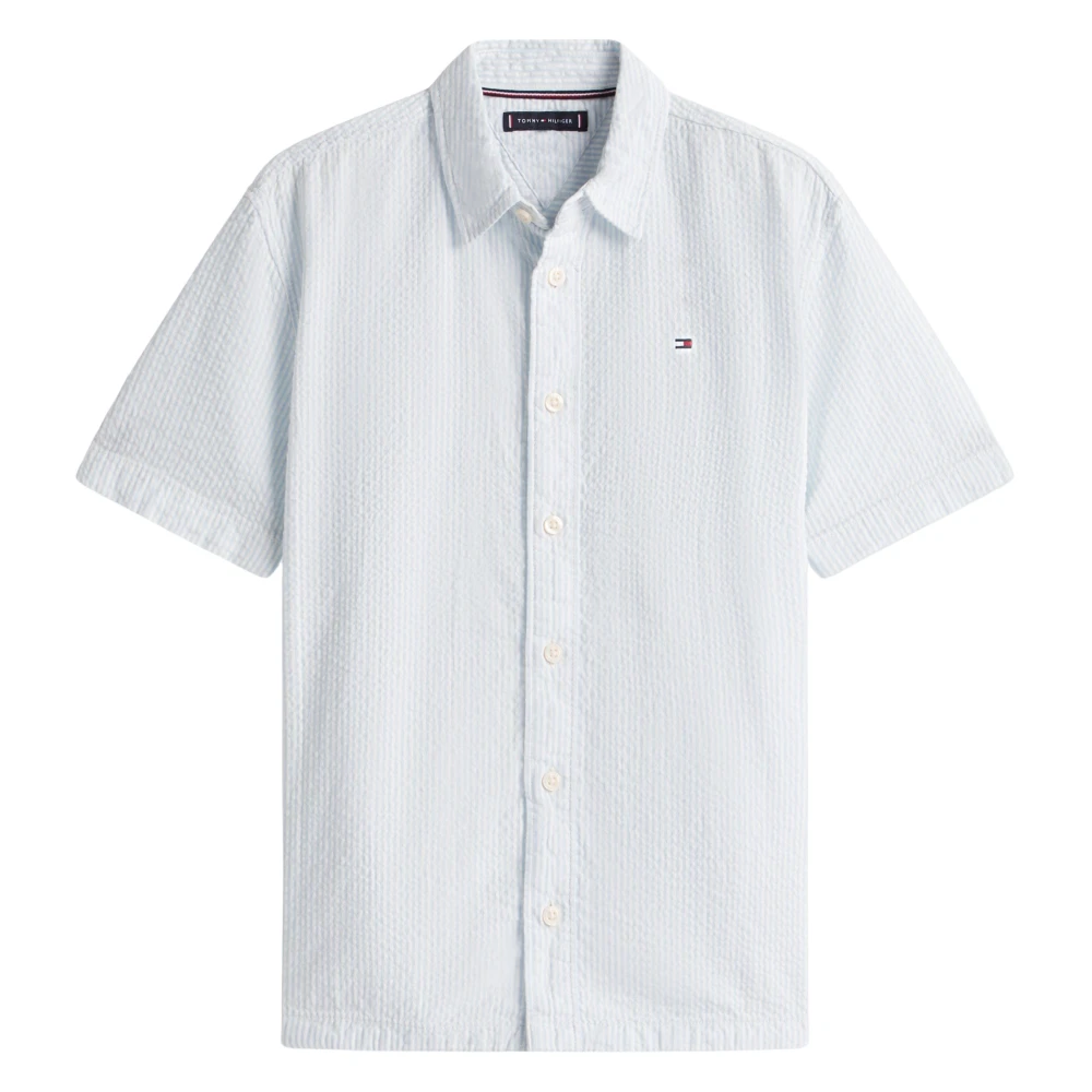 Tommy Hilfiger Men's Blue Regular Fit Seersucker Shirt