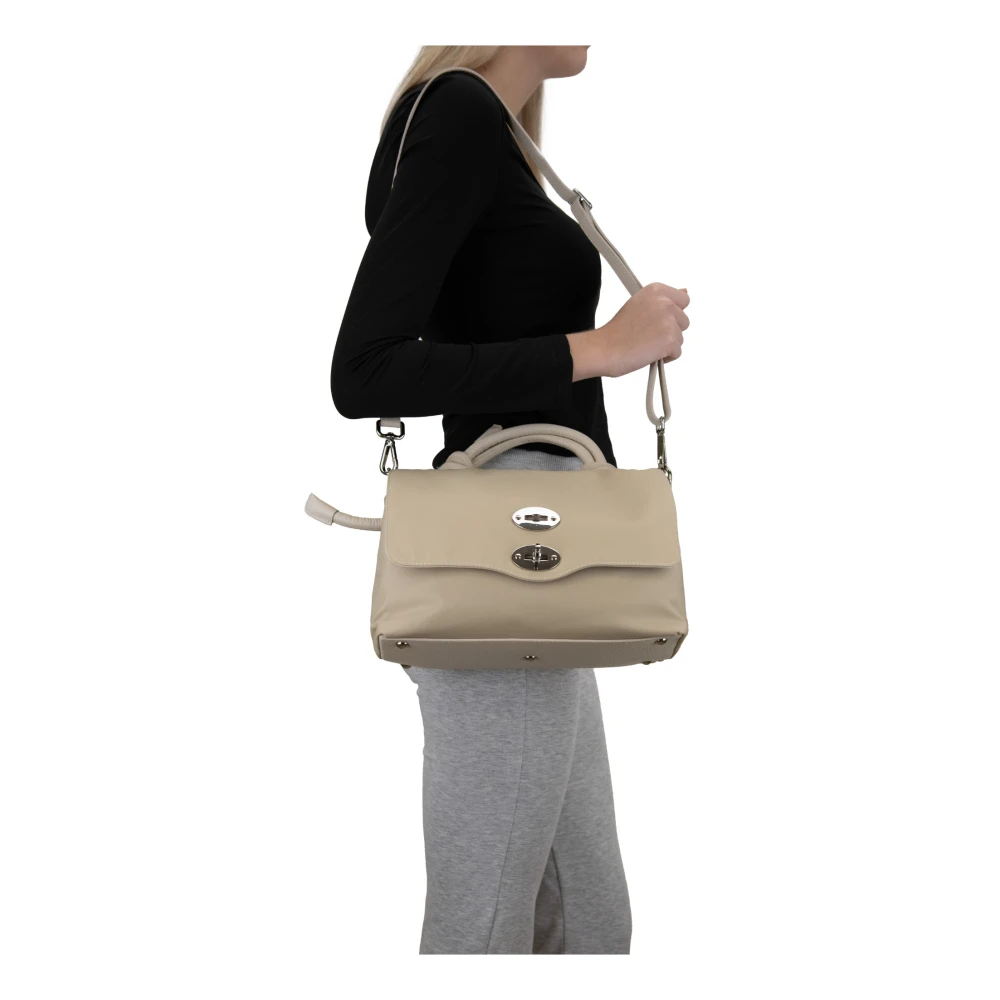 Zanellato Leren Schoudertas met Afneembare Band Beige Dames