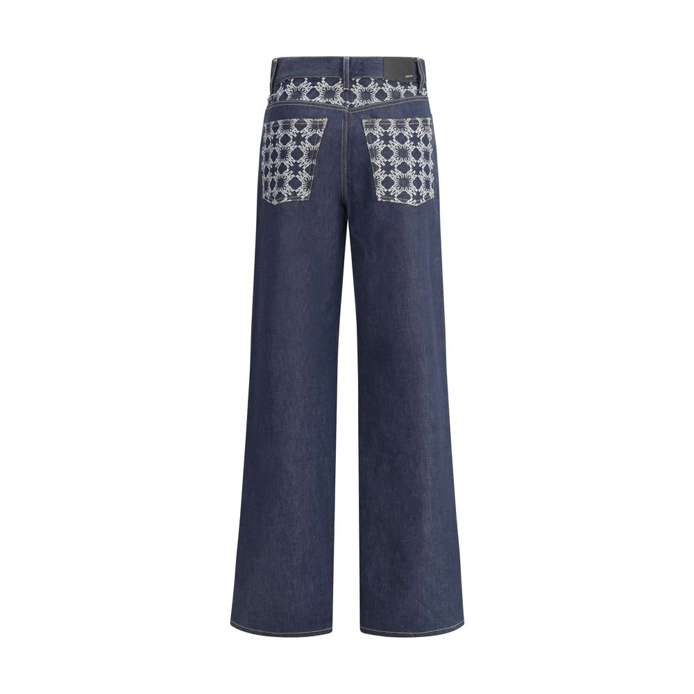 Amiri Wijde spijkerbroek met iconisch logo Blue Dames