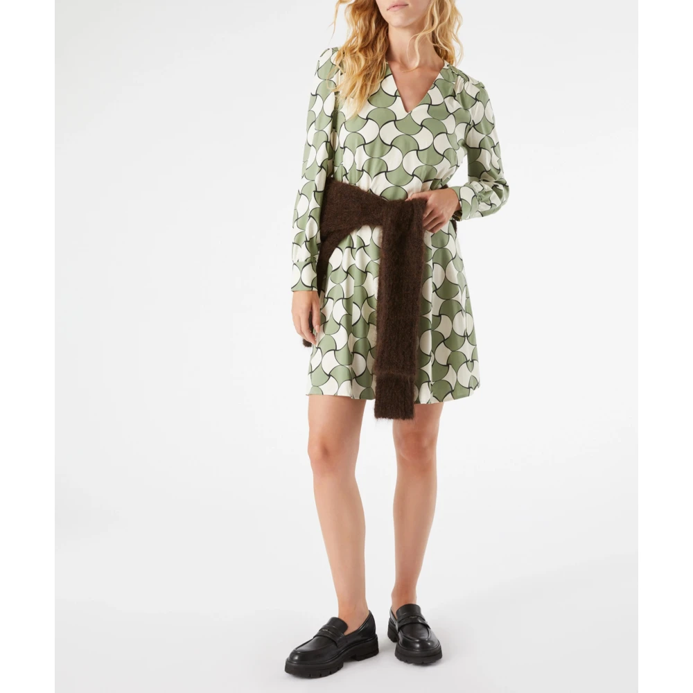 Pennyblack Geometrisch Patroon Jurk Mazurka Stijl Green Dames