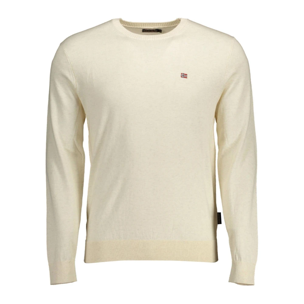 Napapijri Men's Beige Embroidered Logo Cotton Shirt