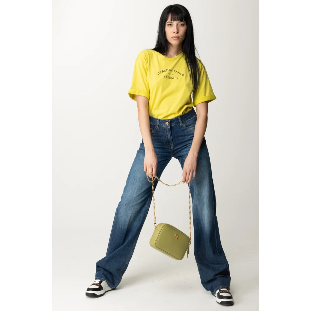Elisabetta Franchi Gele Sweaters met Opgestikte Mouwen Yellow Dames