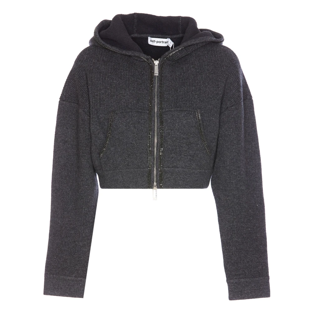 Self Portrait Grijze hoodie met ritssluiting Gray Dames