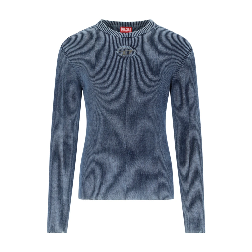 Diesel Logo Gebreide Trui Blue Heren