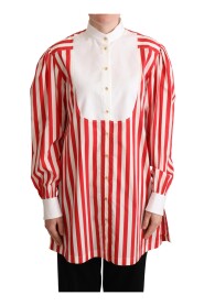 Red White Striped Long Sleeves Formal Shirt