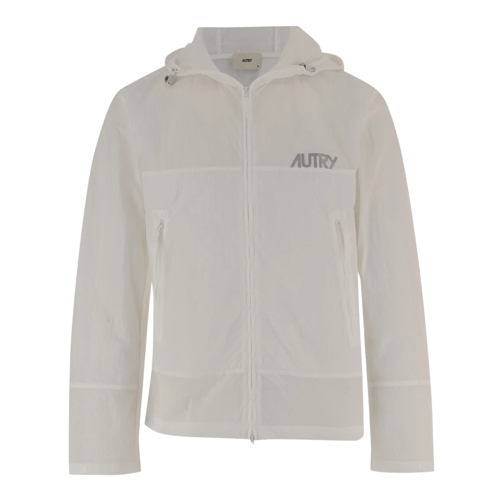 Autry Mannelijk Wit Jassen Heren, L, Nylon, Nylon Jas Met Logo