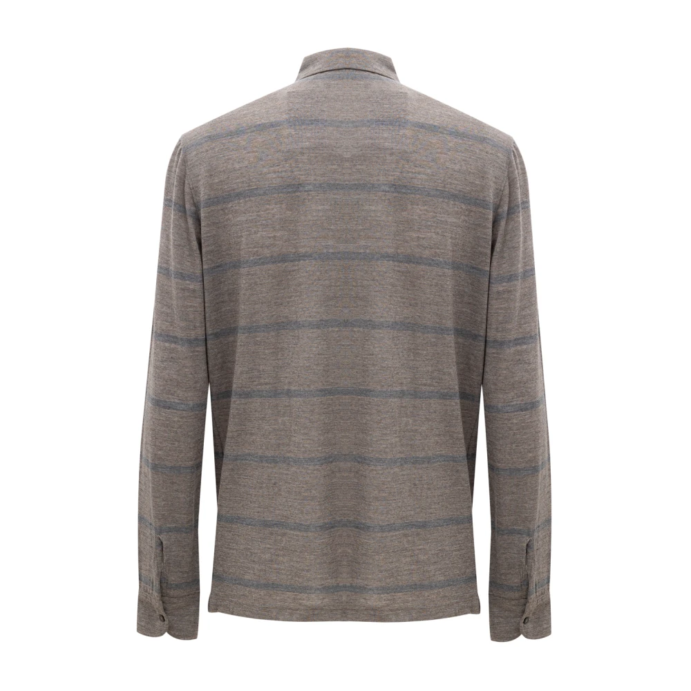 Corneliani Blauw gestreept overhemd wol lange mouw Gray Heren