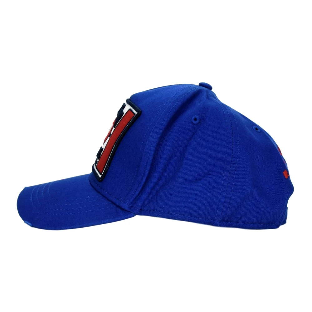 Dsquared2 Logo Patch Baseball Cap met Gesp Blue Unisex