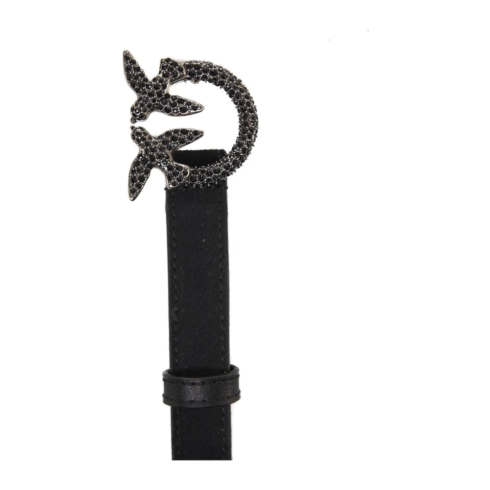 pinko Strass Love Berry Leren Riem Gray Dames