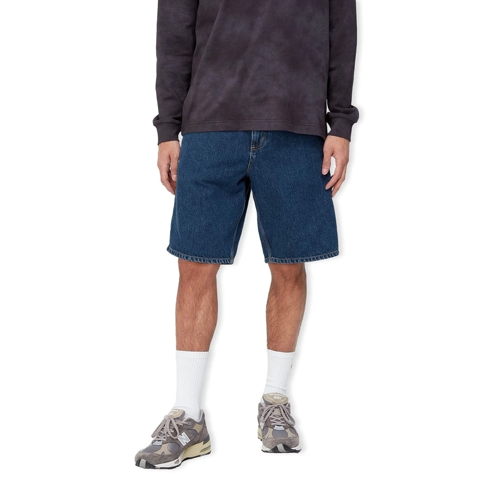 Carhartt WIP Relaxed Fit Denim Knie Shorts Blue Heren