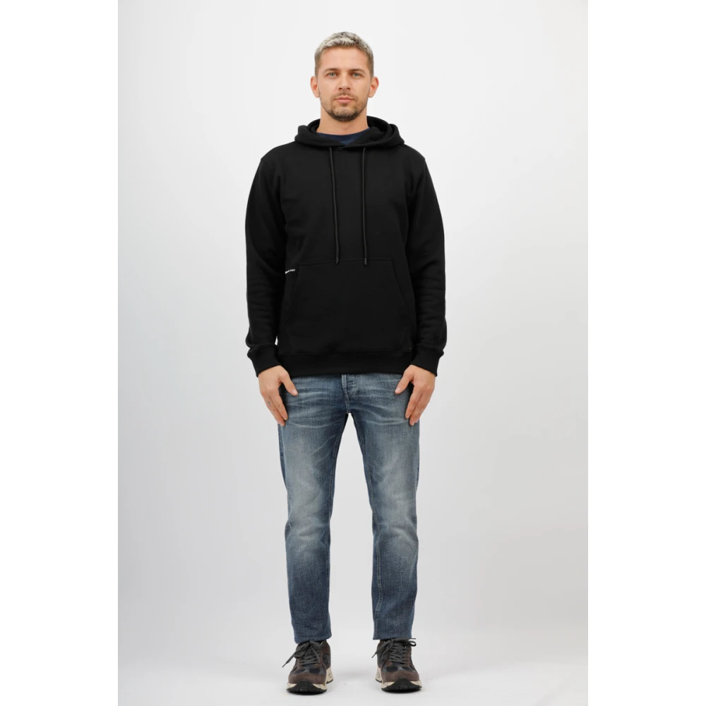 Dondup Hoodie met voorprint en kangoeroezak Black Heren