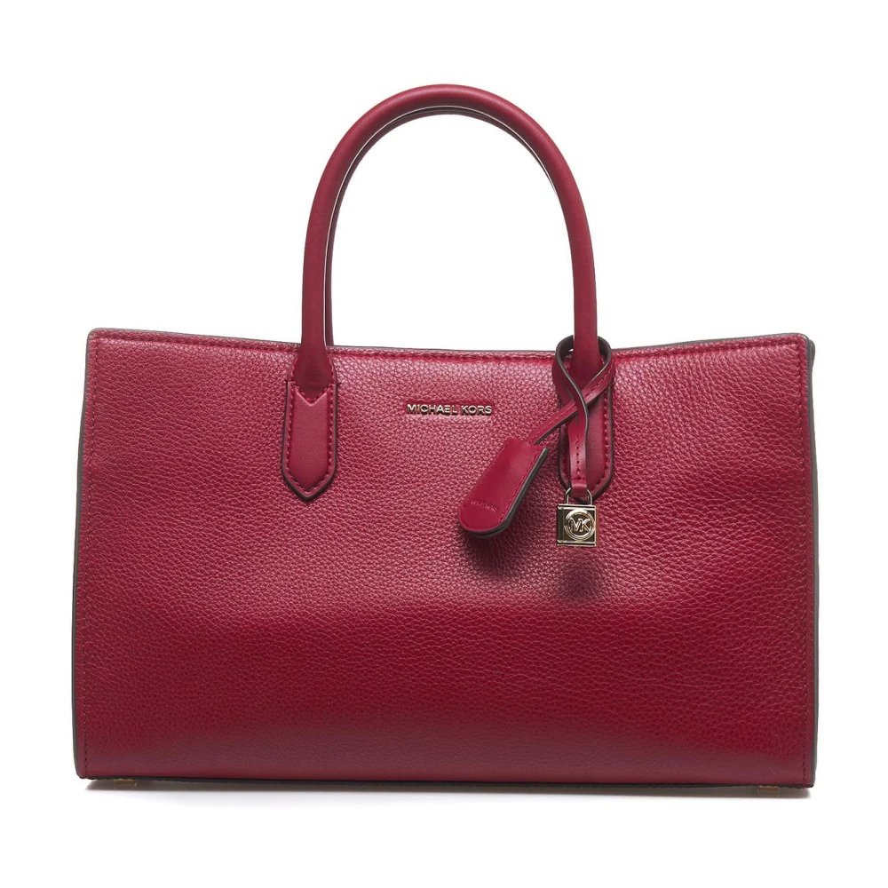 Michael Kors Rode Leren Handtas met Gouden Details Red Dames