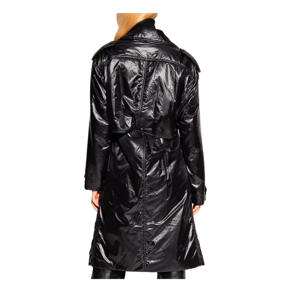 Saint Laurent Lichtgewicht Gewatteerde Jas met Ceintuur Black Dames