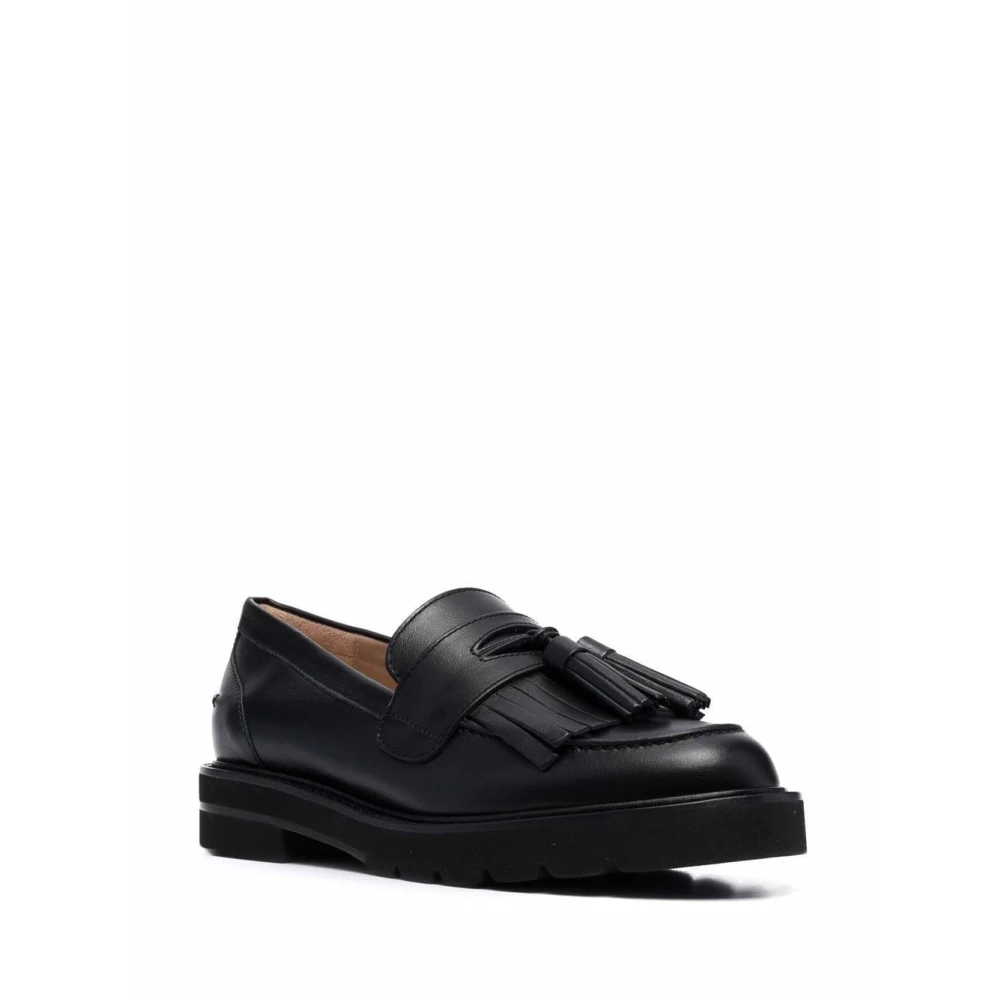 Stuart Weitzman Zwarte Leren Moccasin Loafers voor Dames Black Dames