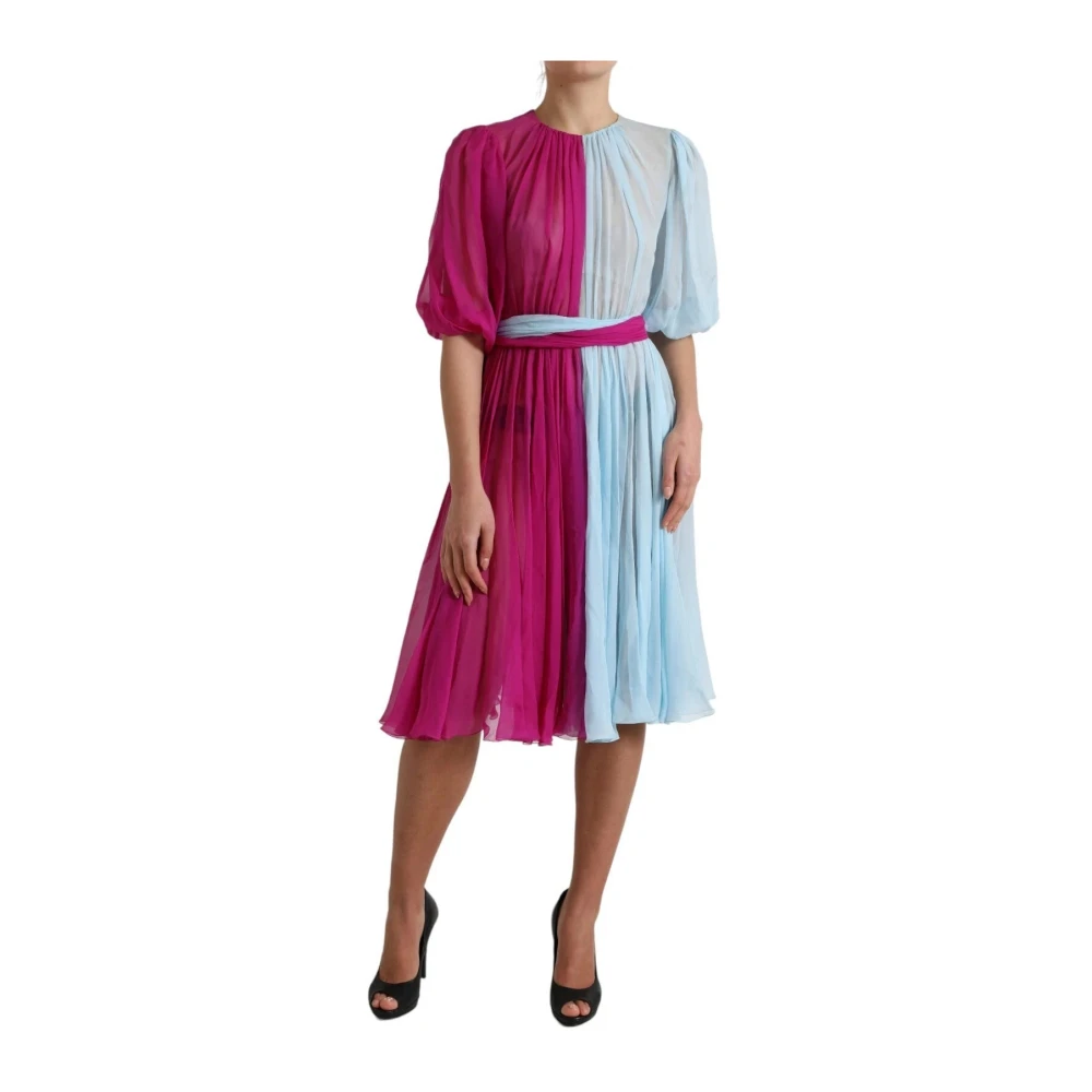 Dolce & Gabbana , Midi Dresses, Female, Pink, S, Two Tone Midi Dress