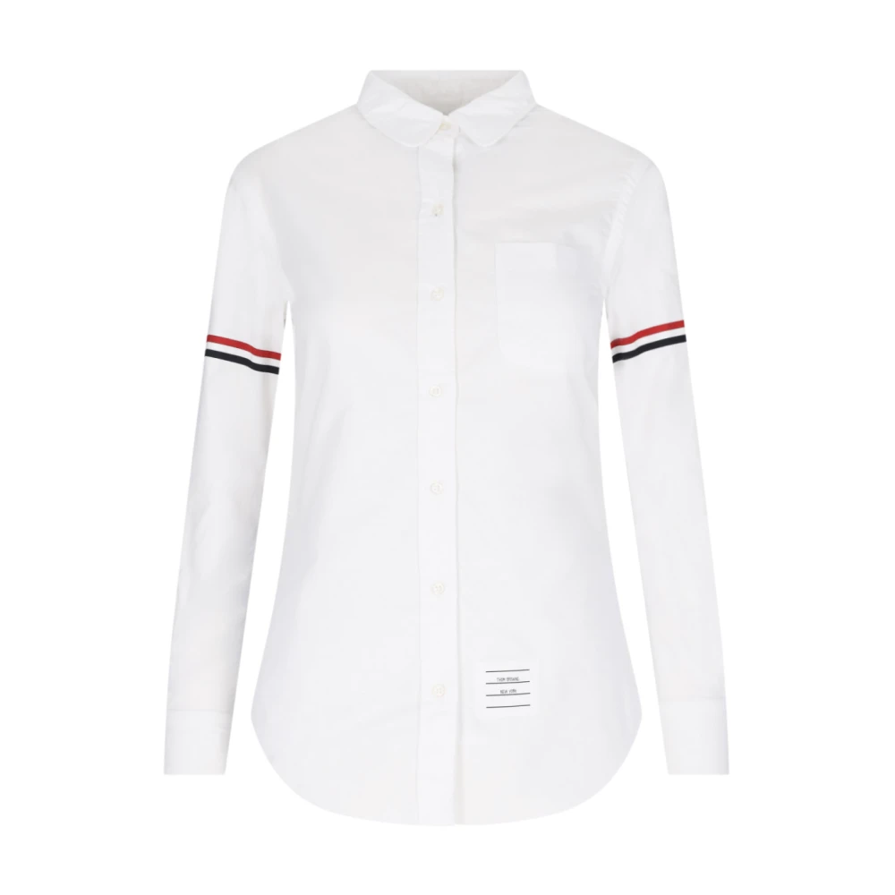Thom Browne Witte Tricolor Detail Overhemd White Dames