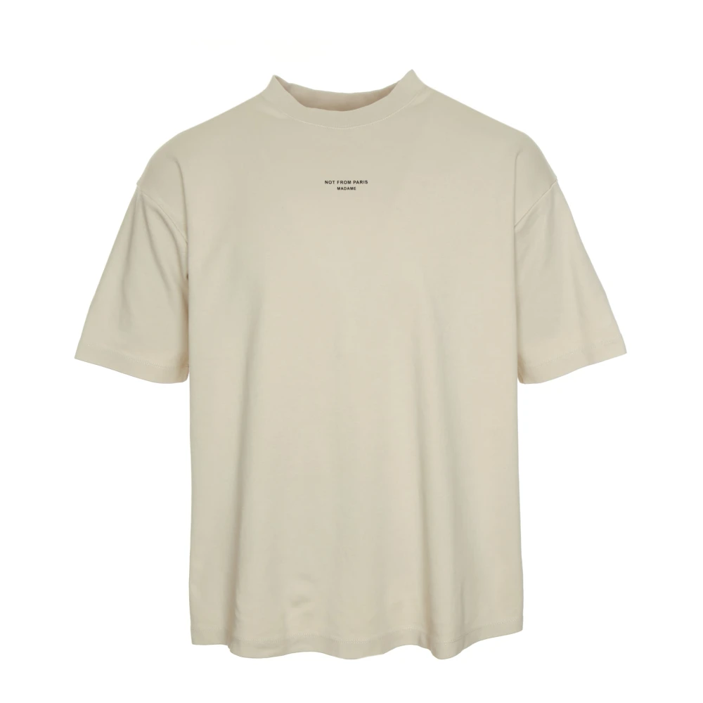 Drole de Monsieur Klassieke Slogan T-Shirt Beige Heren