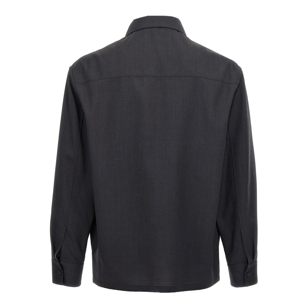 Jil Sander Grijze Wol Ripstop Overhemdjasje Gray Heren