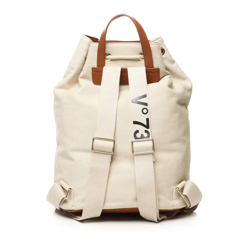 V73 Canvas rugzak met trekkoordsluiting Beige Dames
