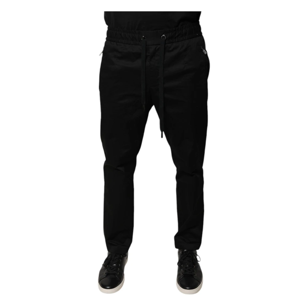 Dolce & Gabbana Zwarte Skinny Sweatpants met Trekkoordsluiting Black Heren