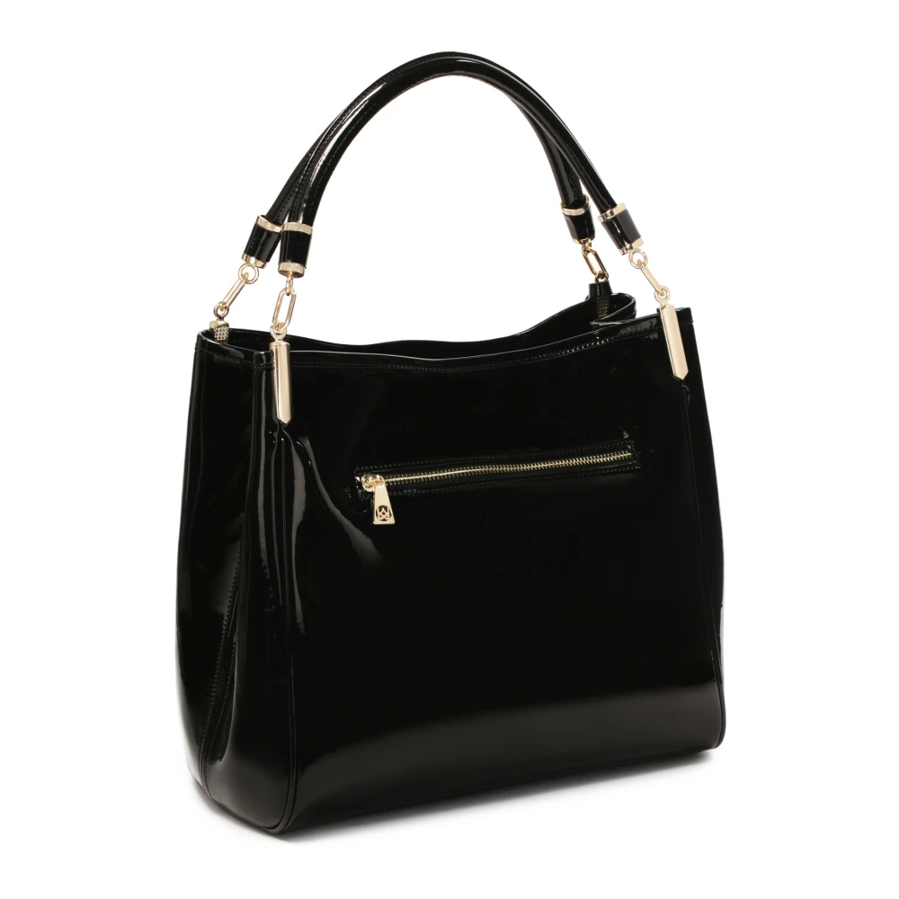 Kazar Gelakte schoudertas met sleutelhanger Black Dames
