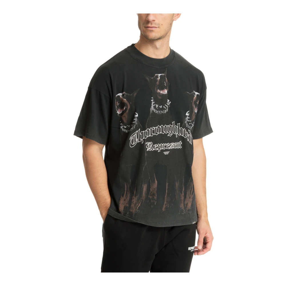 Represent Gestreept Logo T-shirt Black Heren