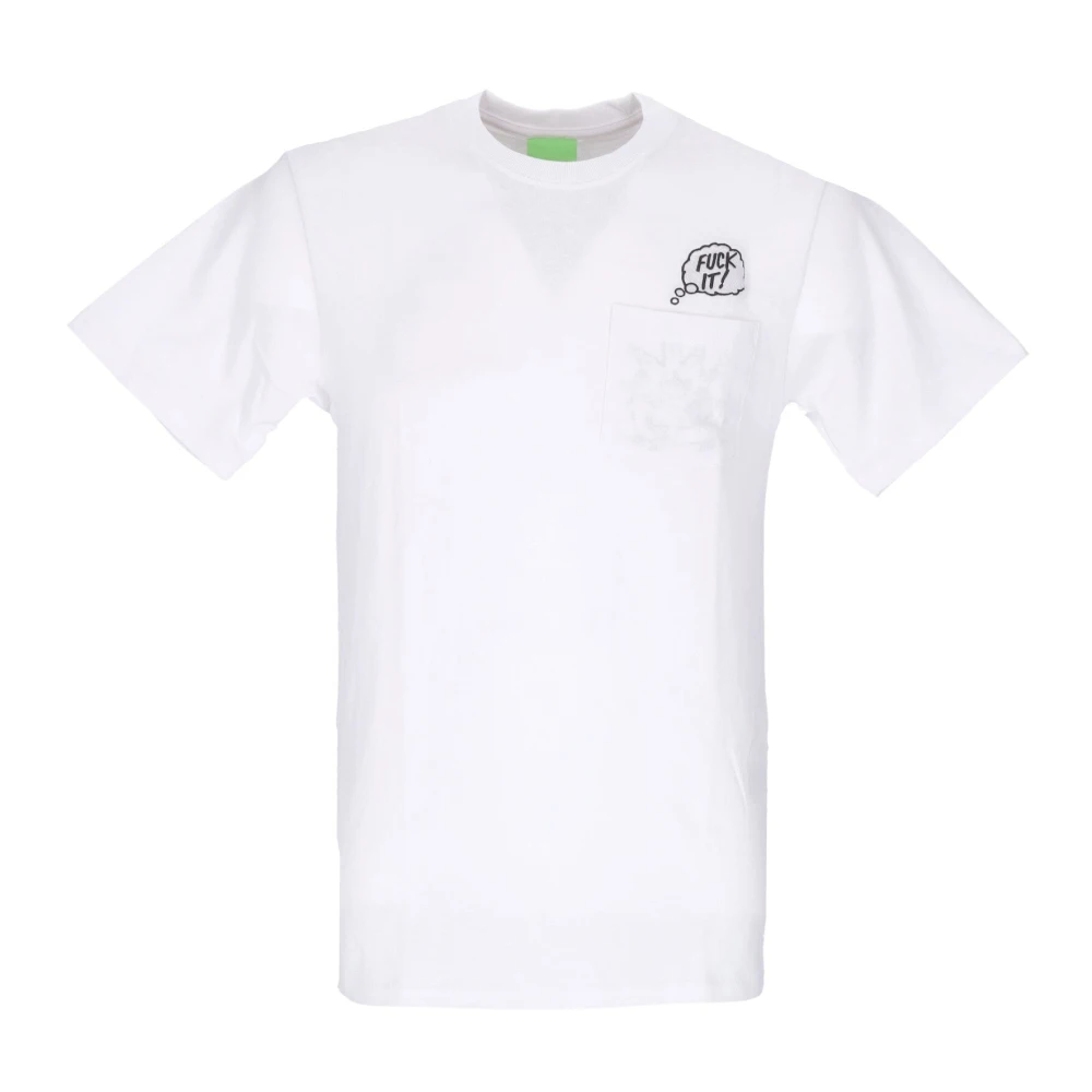 Huf White T-Shirts, Male, L, Pocket Tee Cotton T-Shirt