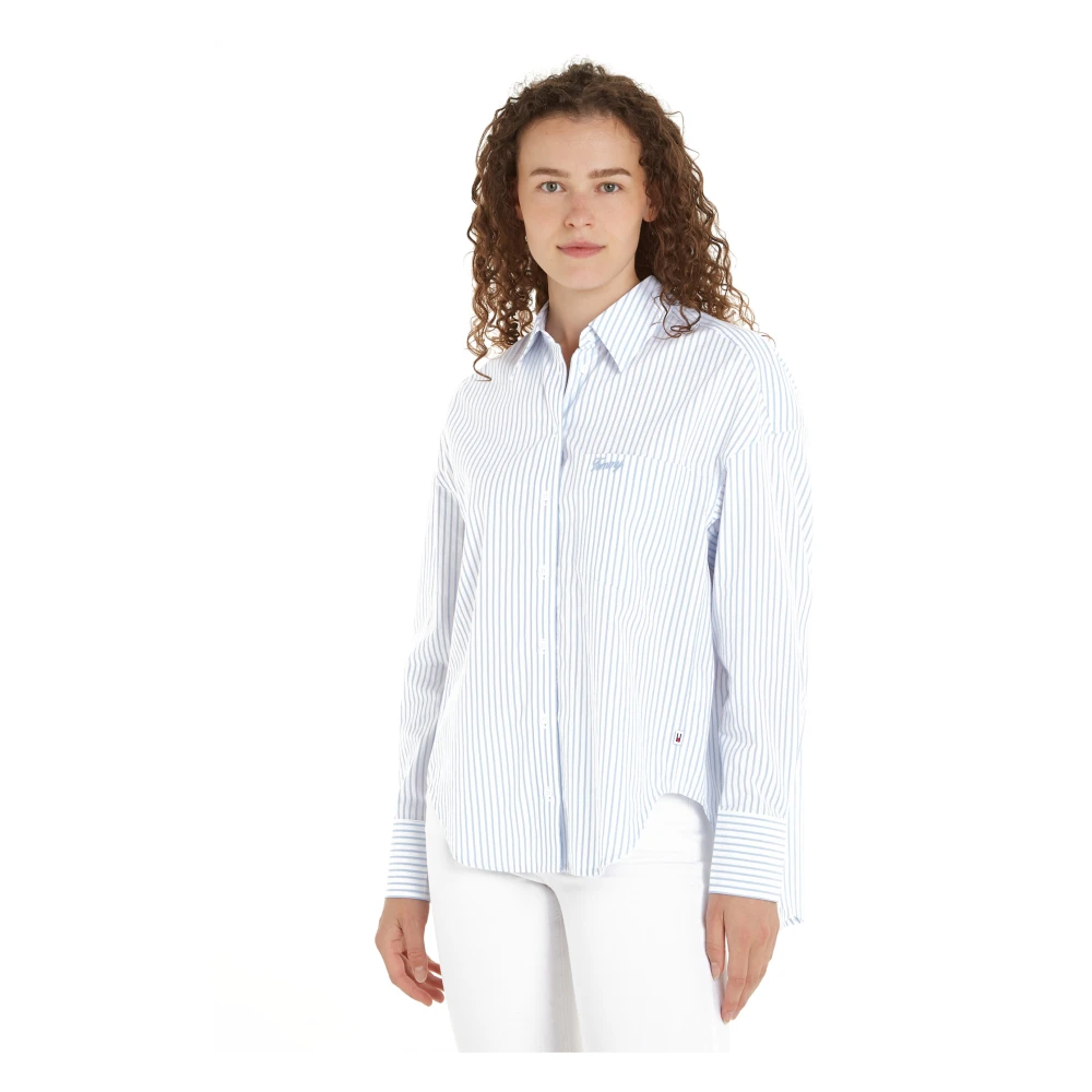 Tommy Jeans Moderate Blauwe Denim Blouse Blue Dames