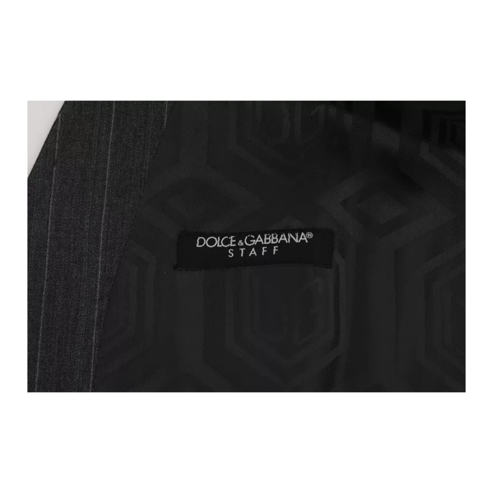 Dolce & Gabbana Grijze Gestreepte Wollen Vest Gray Heren