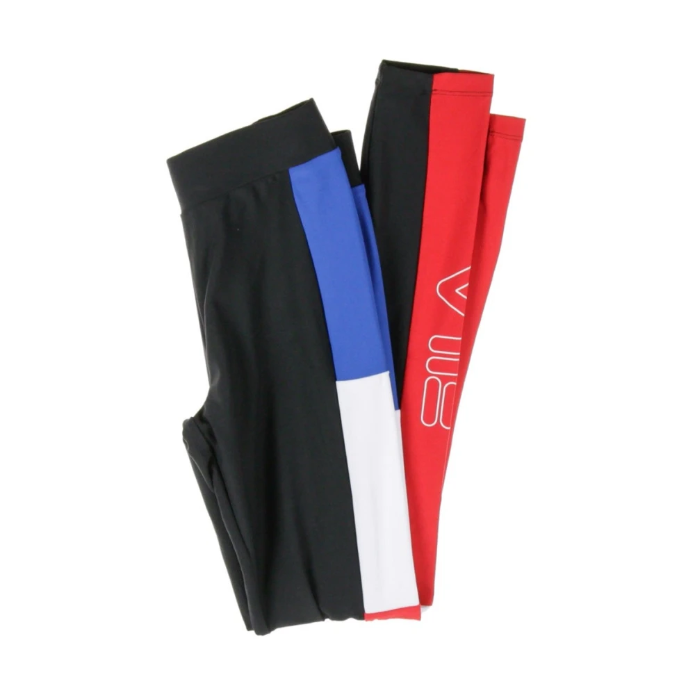 Fila Colorblock Leggings in Zwart Rood Wit Blauw Multicolor Dames