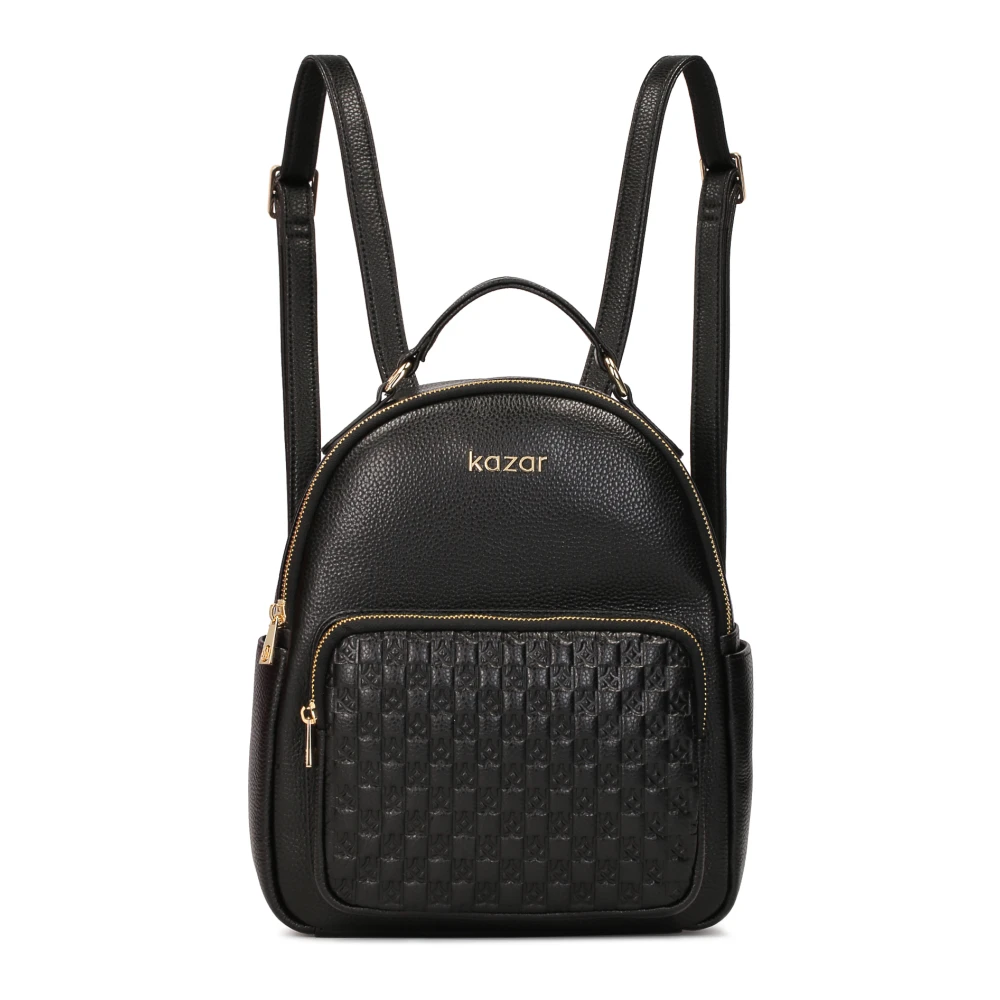Kazar Urban Style Leren Rugzak met Reliëfpatroon Black Dames