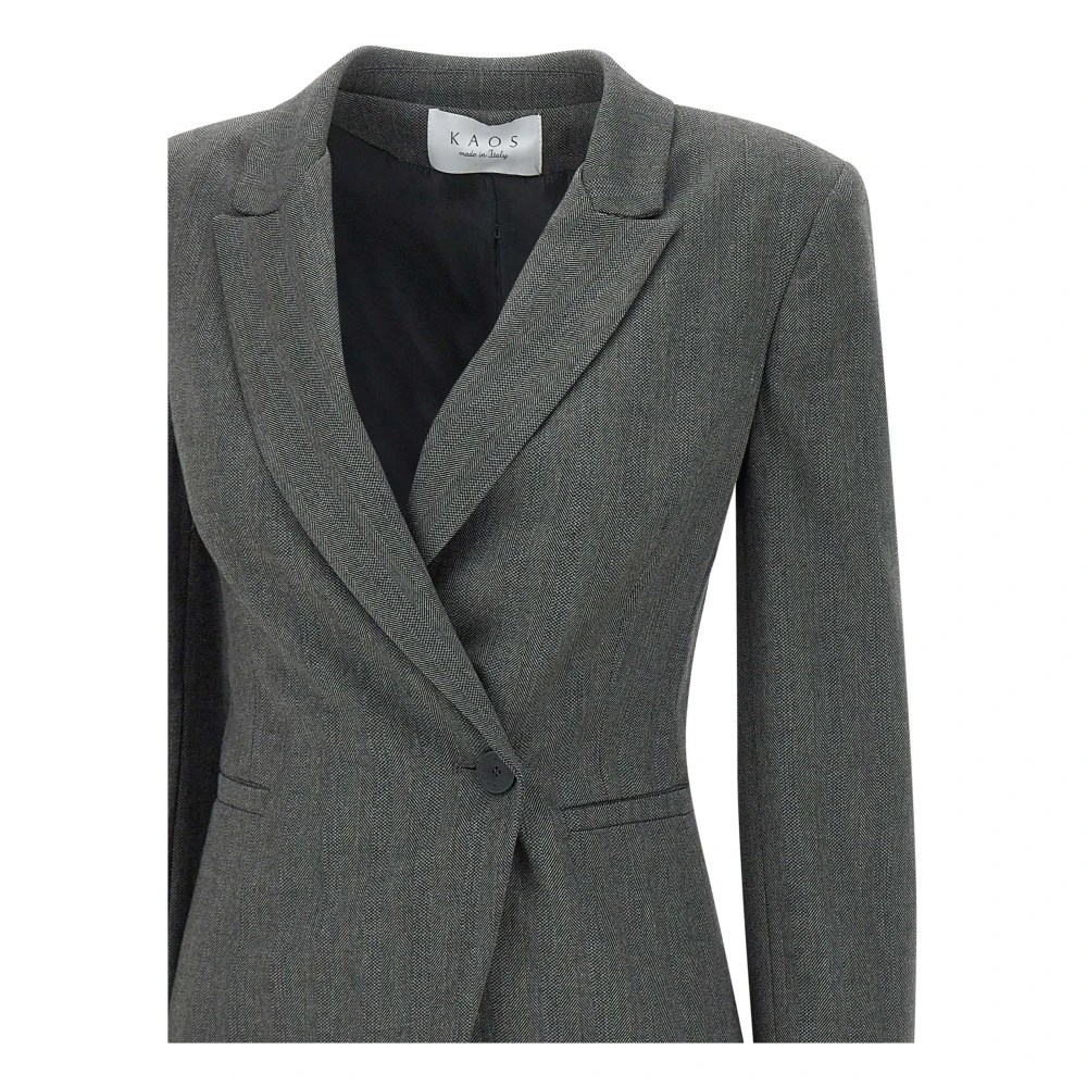 Kaos Grijze Blazer met Micro Lurex Draden Gray Dames